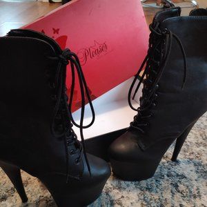 Pleaser matte black boot heels 8
